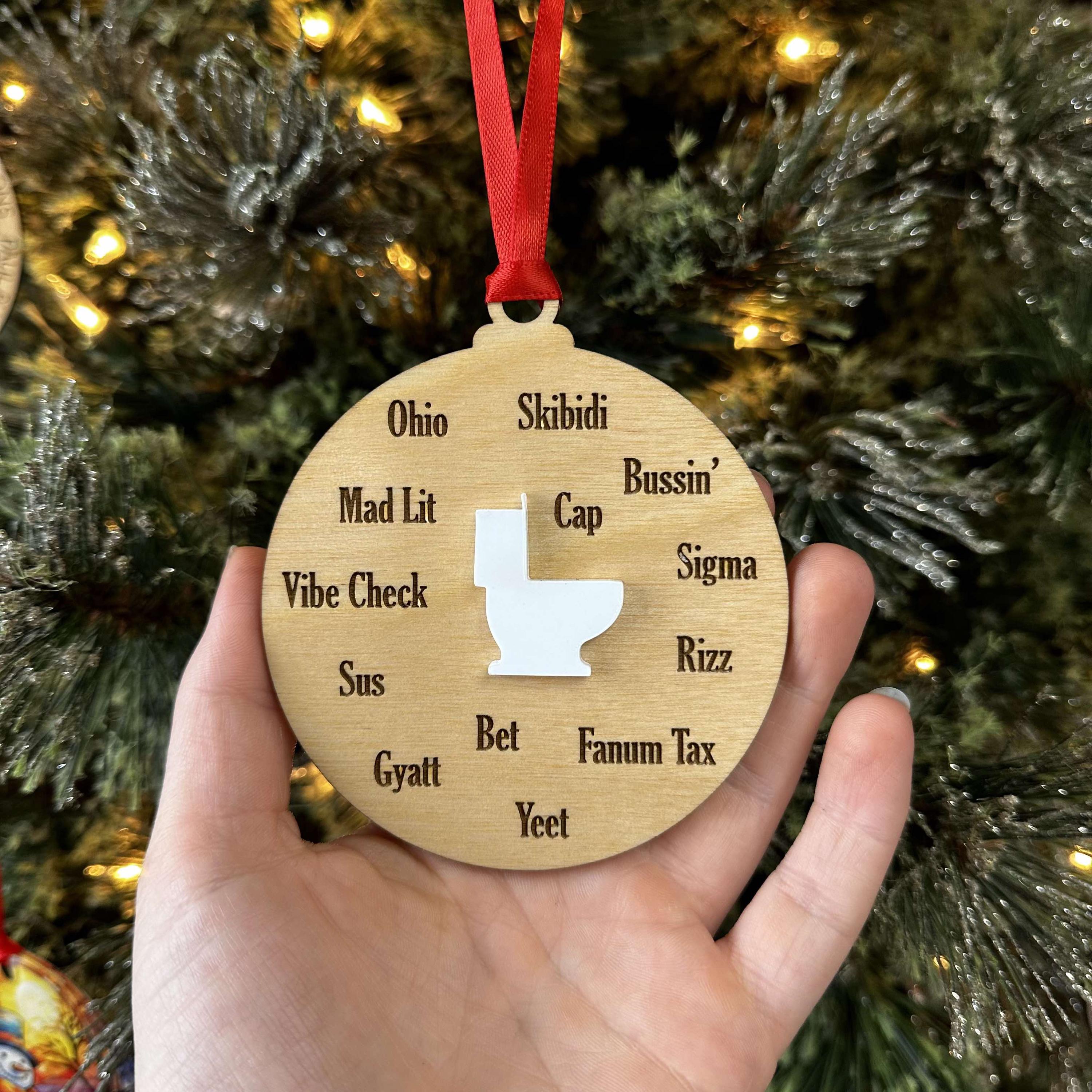 Gen Alpha Slang Wood Ornament