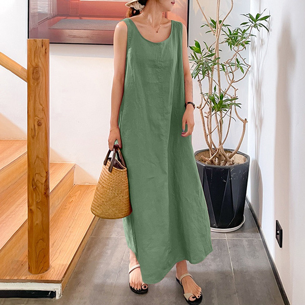 Solid Color Simple Casual Midi Dress