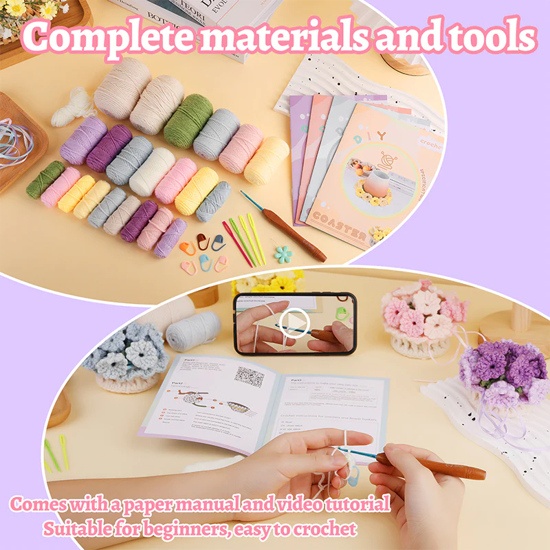 🔥Last Day 50% OFF🔥Crochet Flower Kits Coasters For Beginners📦BUY 2 GET 10% OFF & FREE SHIPPING NOW