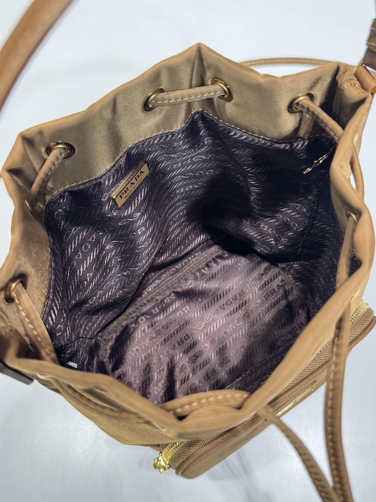 Prada Shiny Nylon Bucket Bag 1BH038
