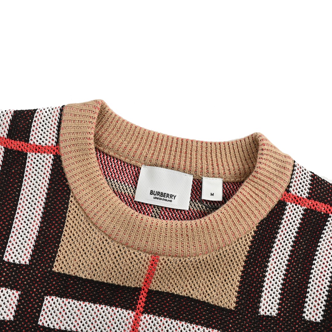 Burberry 24ss check preppy crew neck sweater