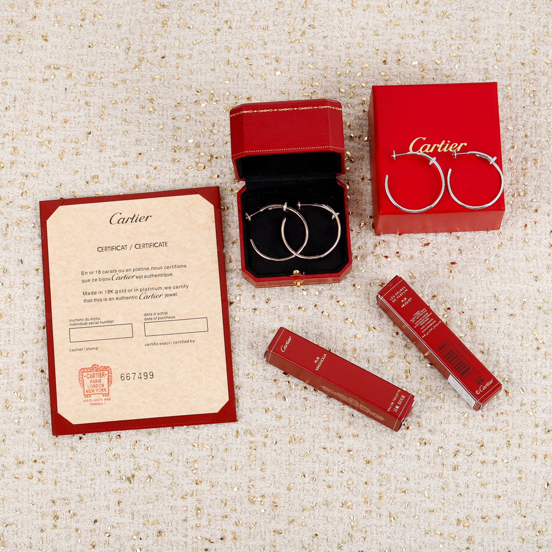 Cartier nail large full diamond earrings