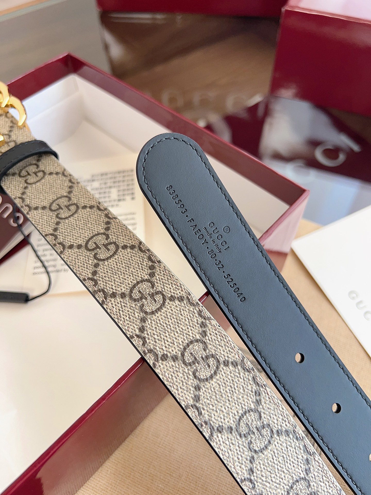 Gucci Double G steel buckle women's cowhide double-sided belt 3.0cm wide
