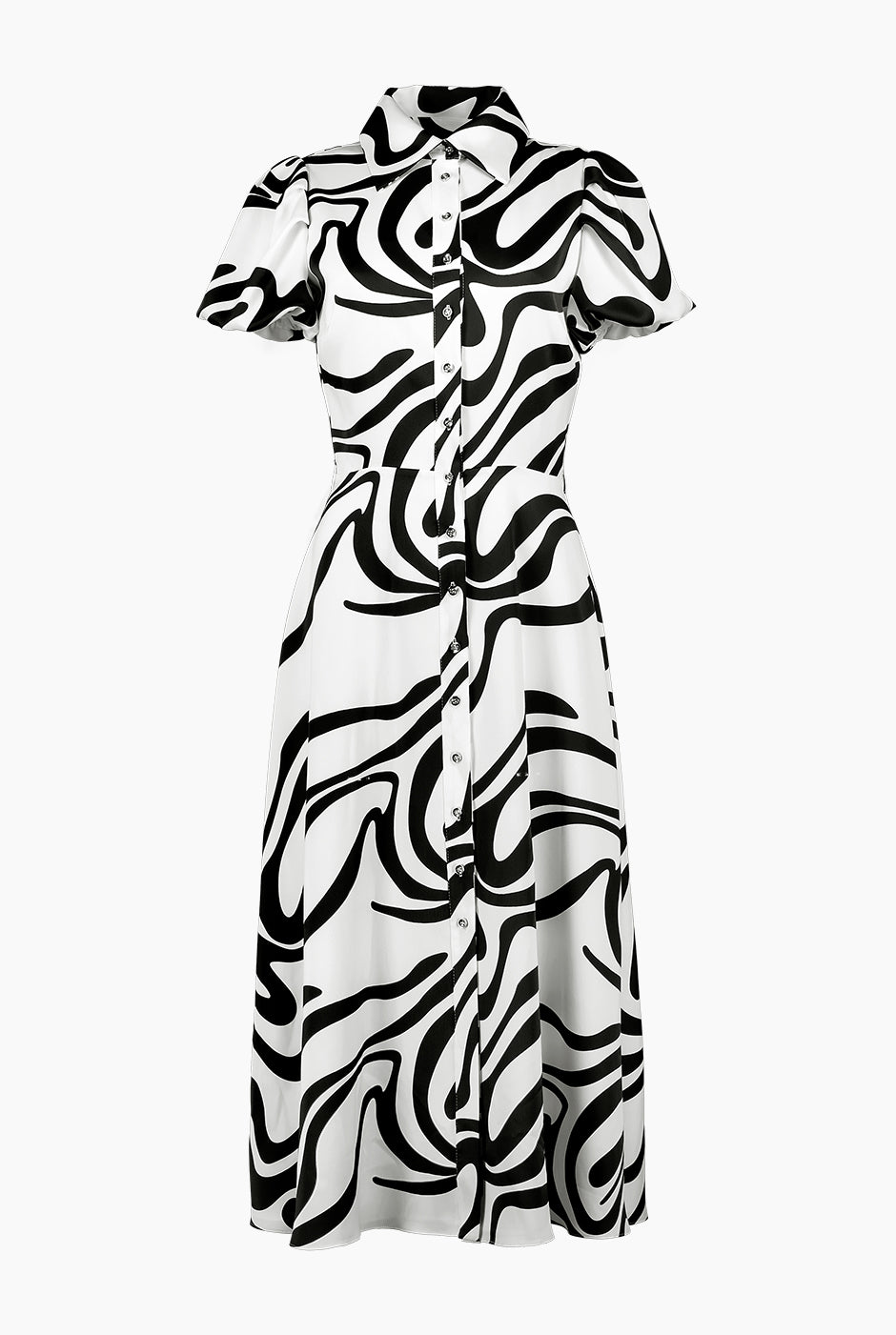 Vestido estampado y cuello camisero