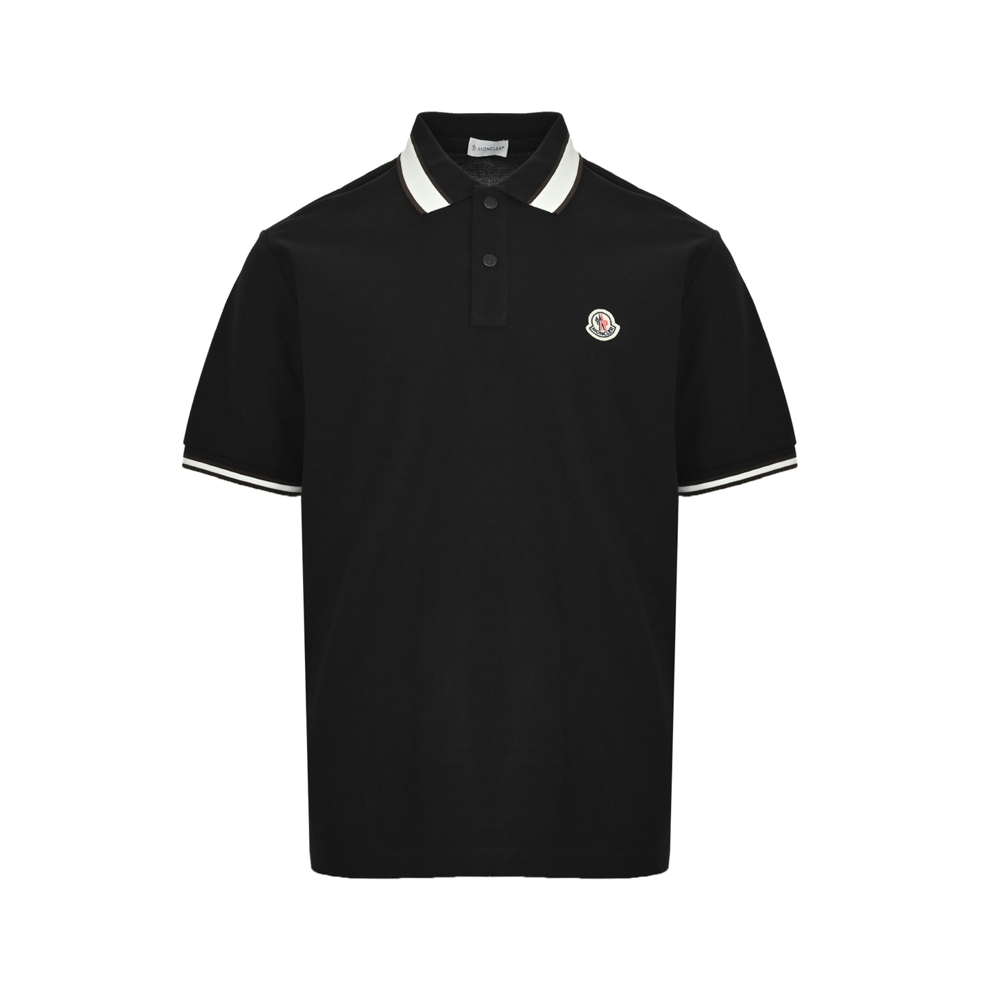 Moncler 25ss striped collar embroidered logo polo short sleeve