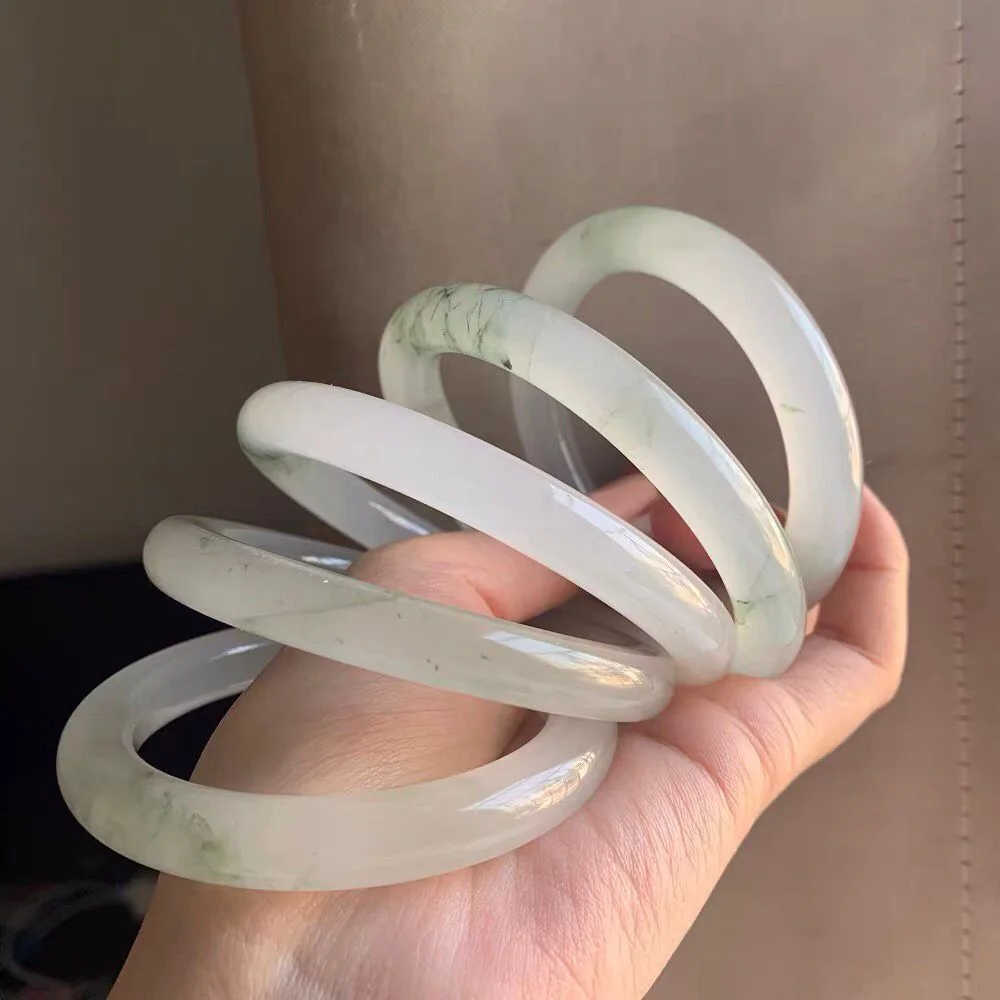 Golden Silk Jade Bangles For Women Natural Ice Jade Round Bracelets High Quality Fine Jewelry Fashion Accessories Free Shipping
