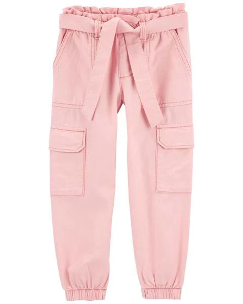 Oshkosh Floral Print Lettuce Hem Ribbed Top with Soft Cotton 42% LENZING™ ECOVERO™ Paperbag Cargo Pants
