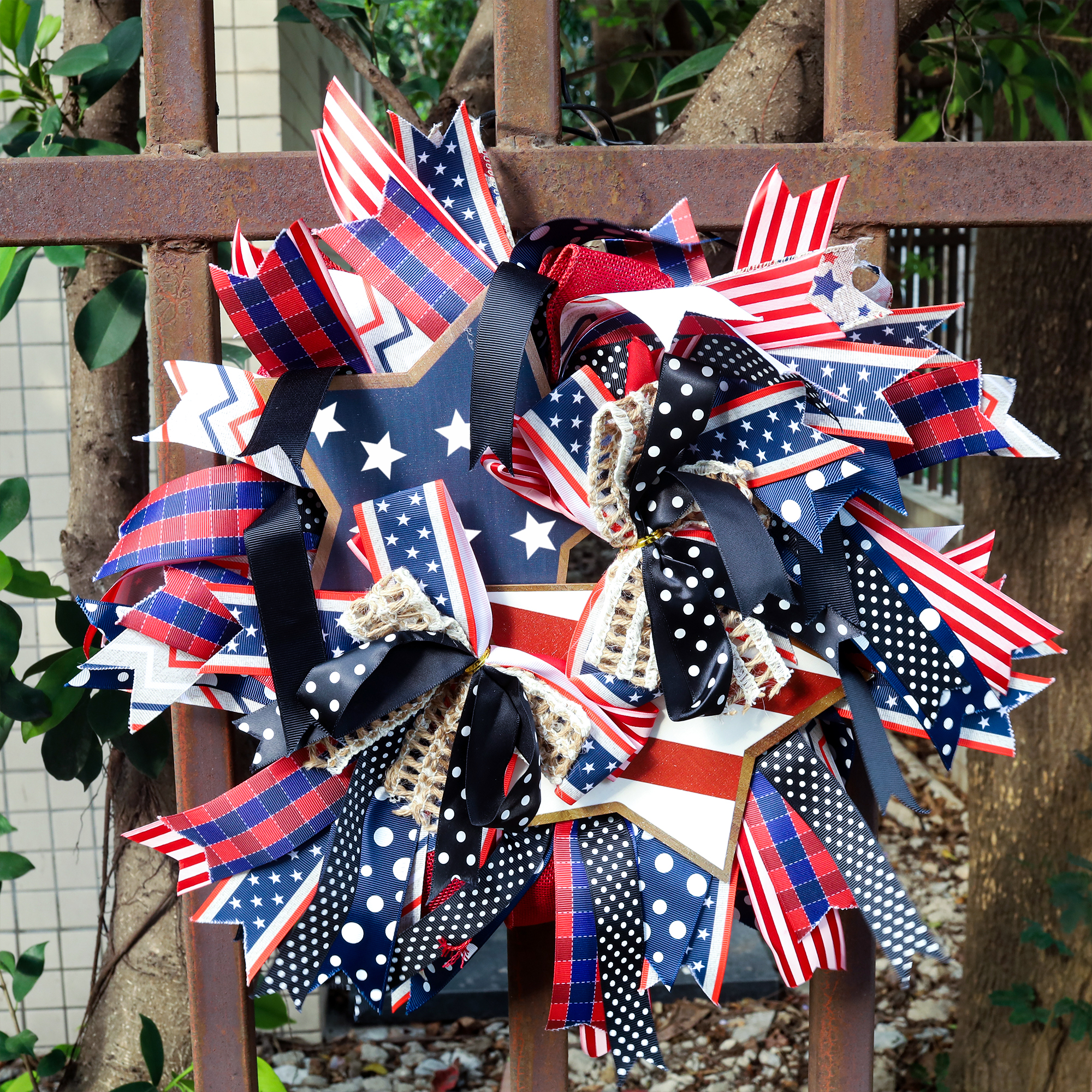🔥[SAVE 50% OFF]--20 Inch/50cm Handmade American Patriotic Star Wreath -BUY 2 FREE SHIPPING