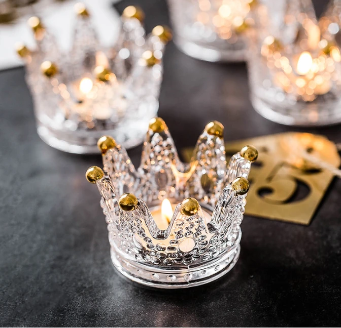 【Buy More Free More】Handcrafted 4 In 1 Crown Glass Tealight Candle Holder For Wedding