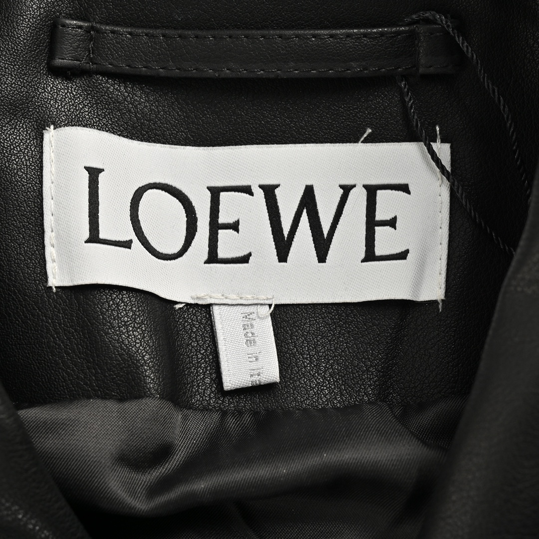 Loewe 24Fw single pocket zipper button leather jacket