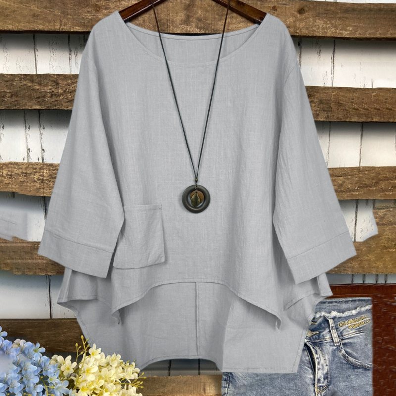 Irregular Hem Pocket Comfy T-Shirt