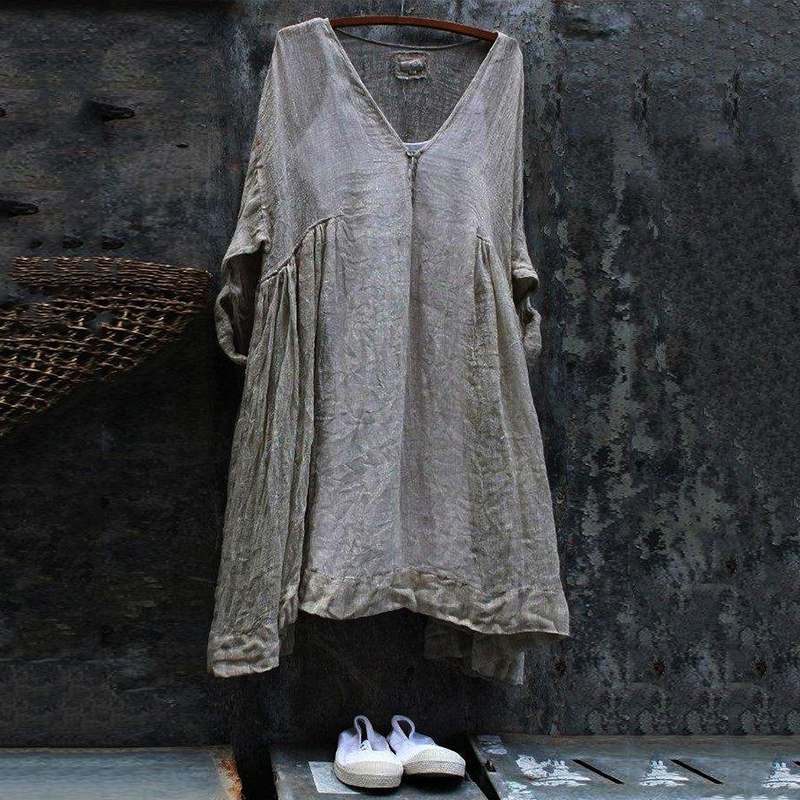 Daily Casual V Neck Cotton-Blend Short Sleeve Dresses