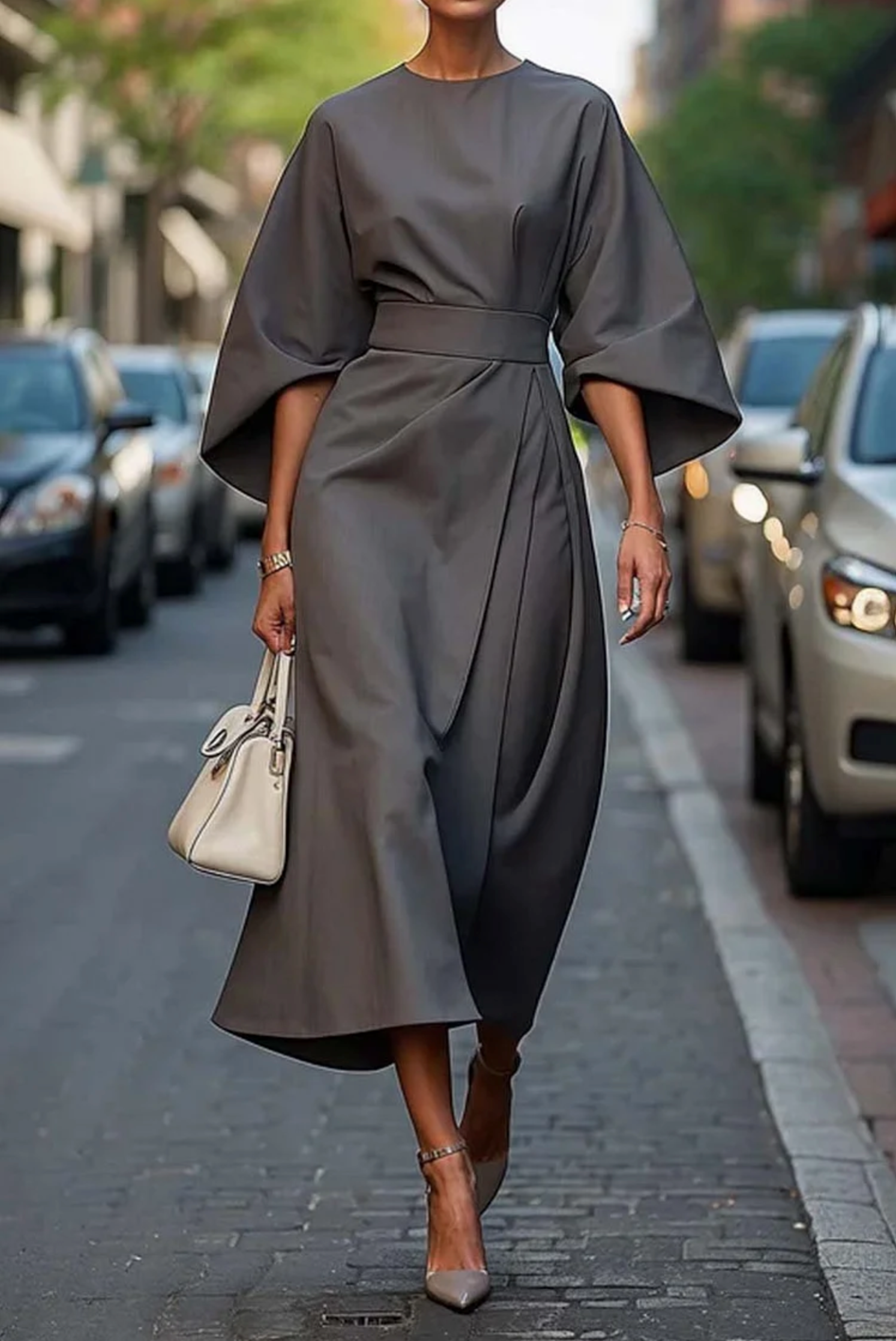 Lantern-Sleeve Dress