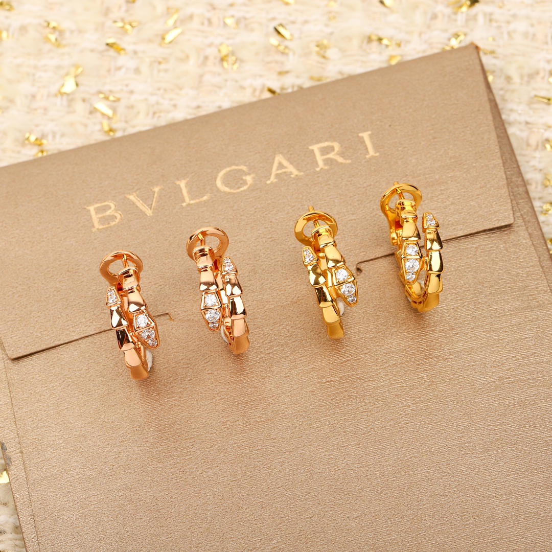Bulgari snake-shaped diamond earrings