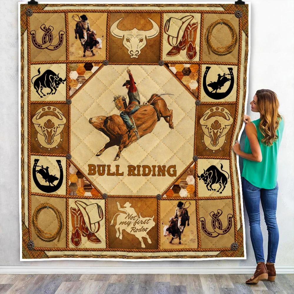 Bull Riding Quilt Blanket