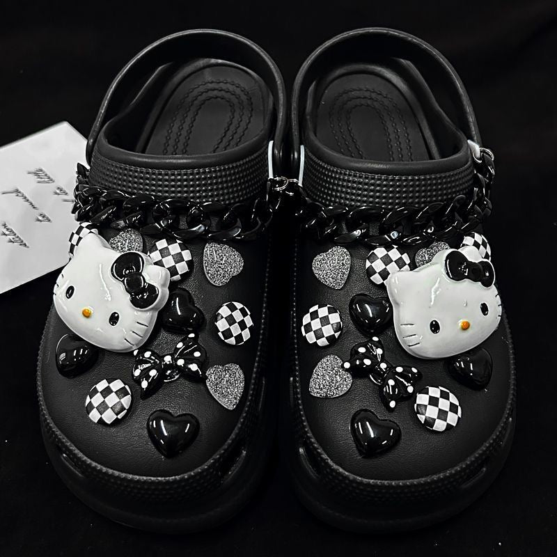 KT Aesthetic Shoe Decoration Charms for Crocs Clog Slides Sandals (26 PCS + 2 Chains)