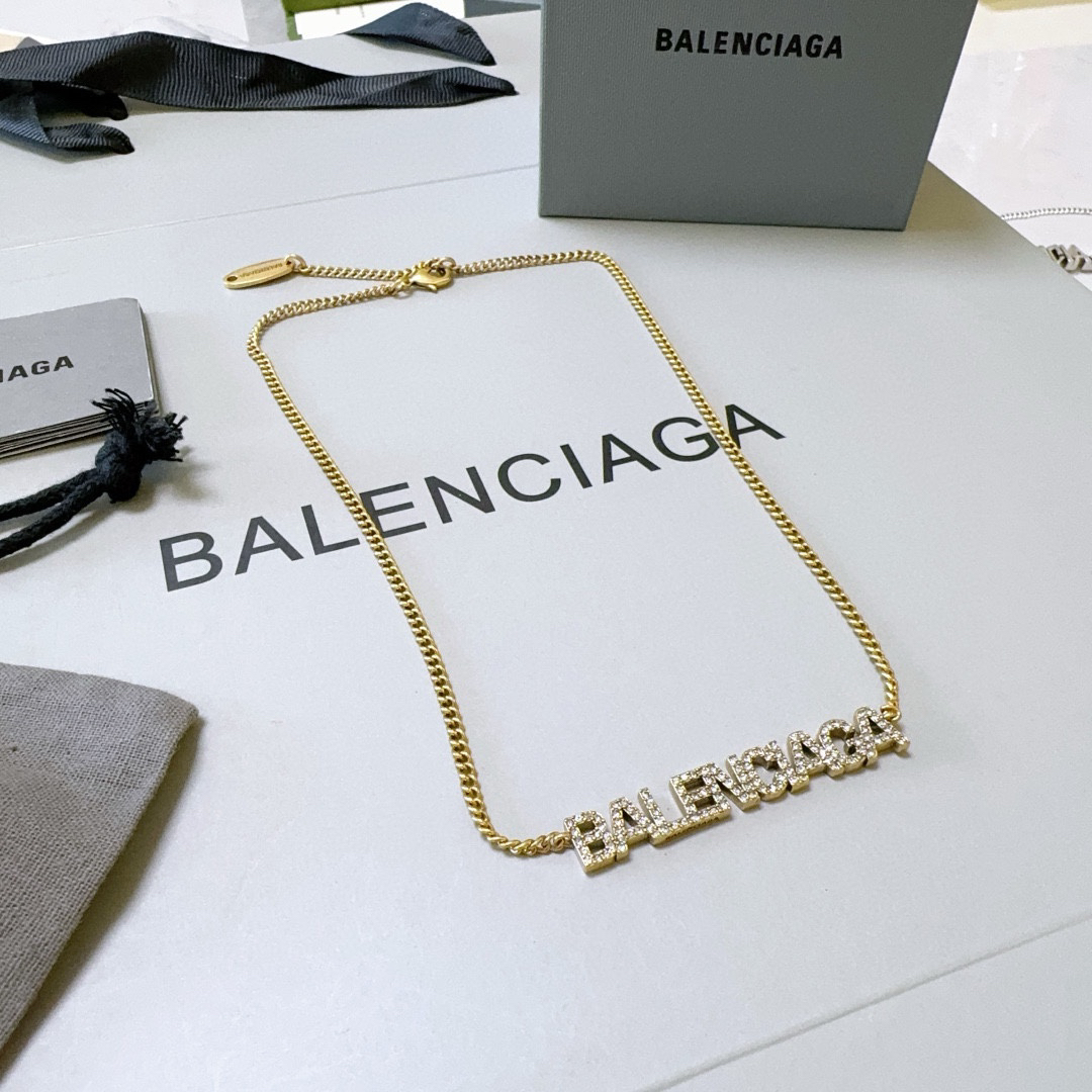 Balenciaga Diamond Font Chain Necklace