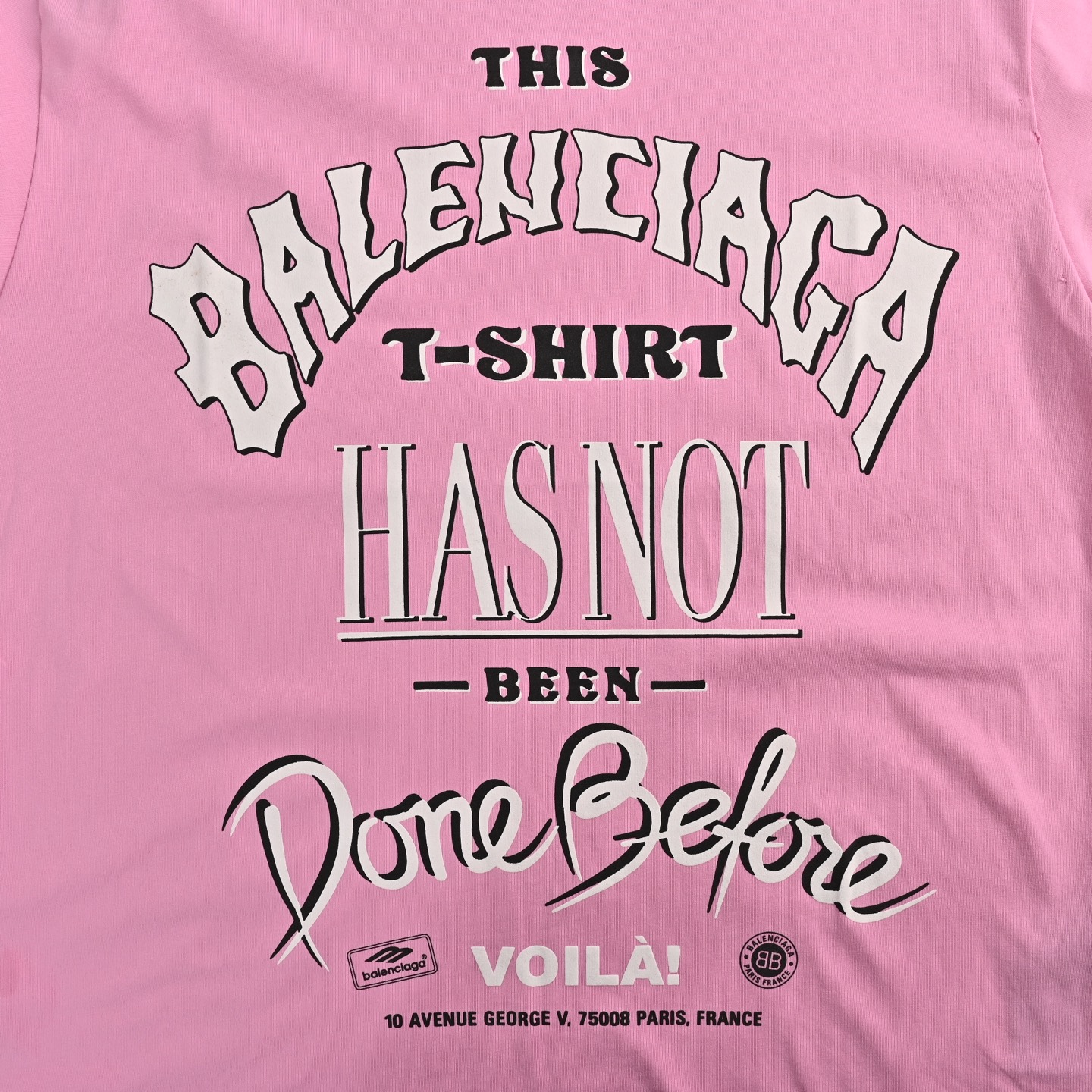 Balenciaga pink foam letter printing logo made of old short sleeves