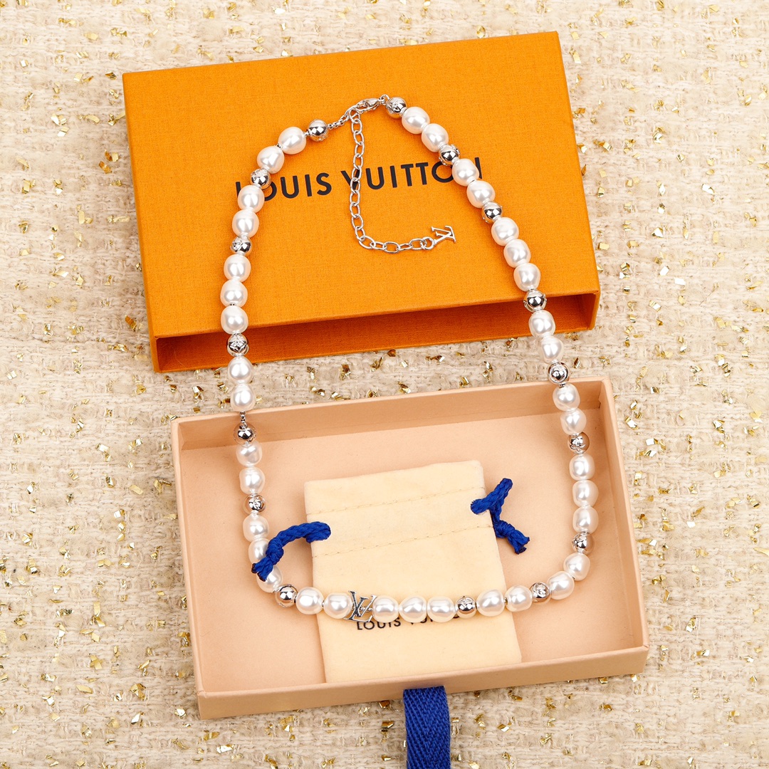 Louis Vuitton Pearl Necklace Bracelet