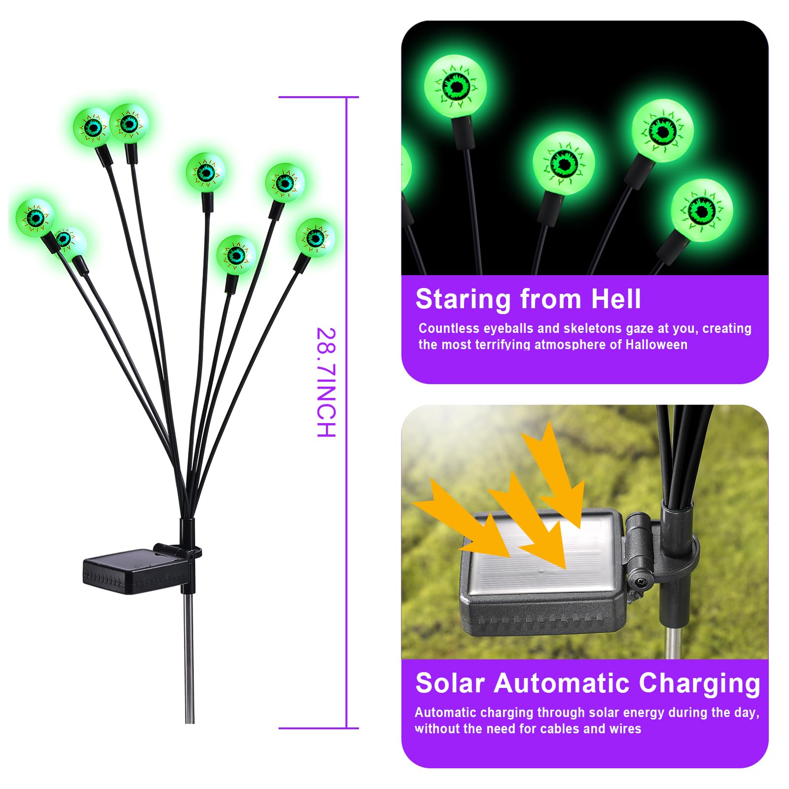 💥ON SALE💥6 LED Green Solar Scary Swaying Eyeball Firefly Lights Waterproof ✨