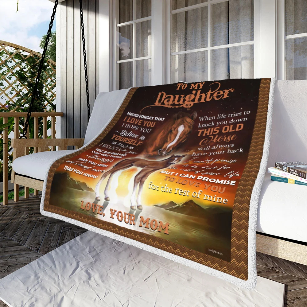 Mom To Daughter, This Old Horse Will Always Have Your Back Sofa Throw Blanket