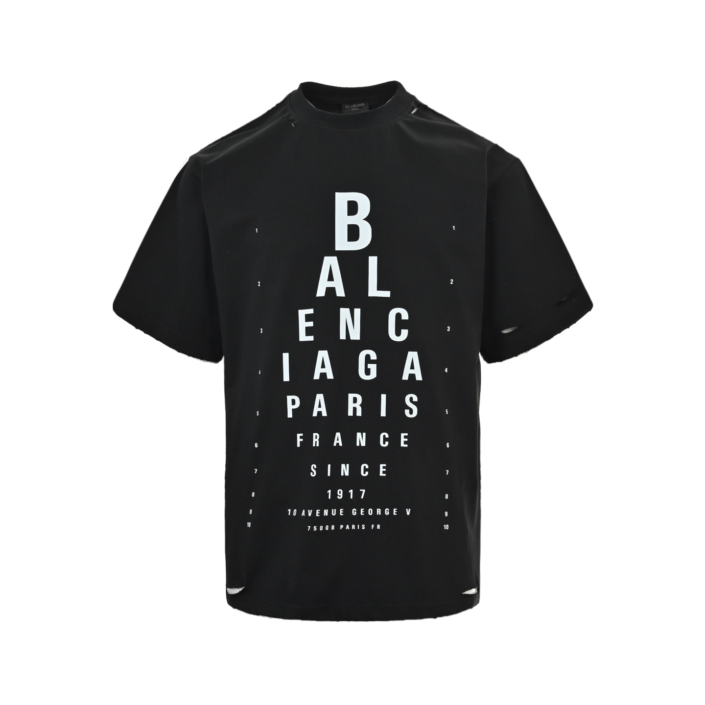 Balenciaga 25ss eye chart cut hole short sleeve