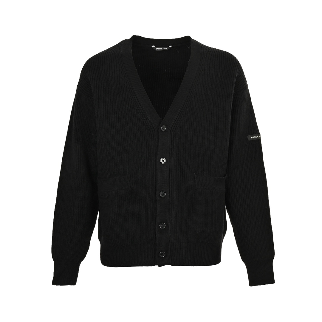 Balenciaga 24Fw sleeve badge knitted cardigan sweater