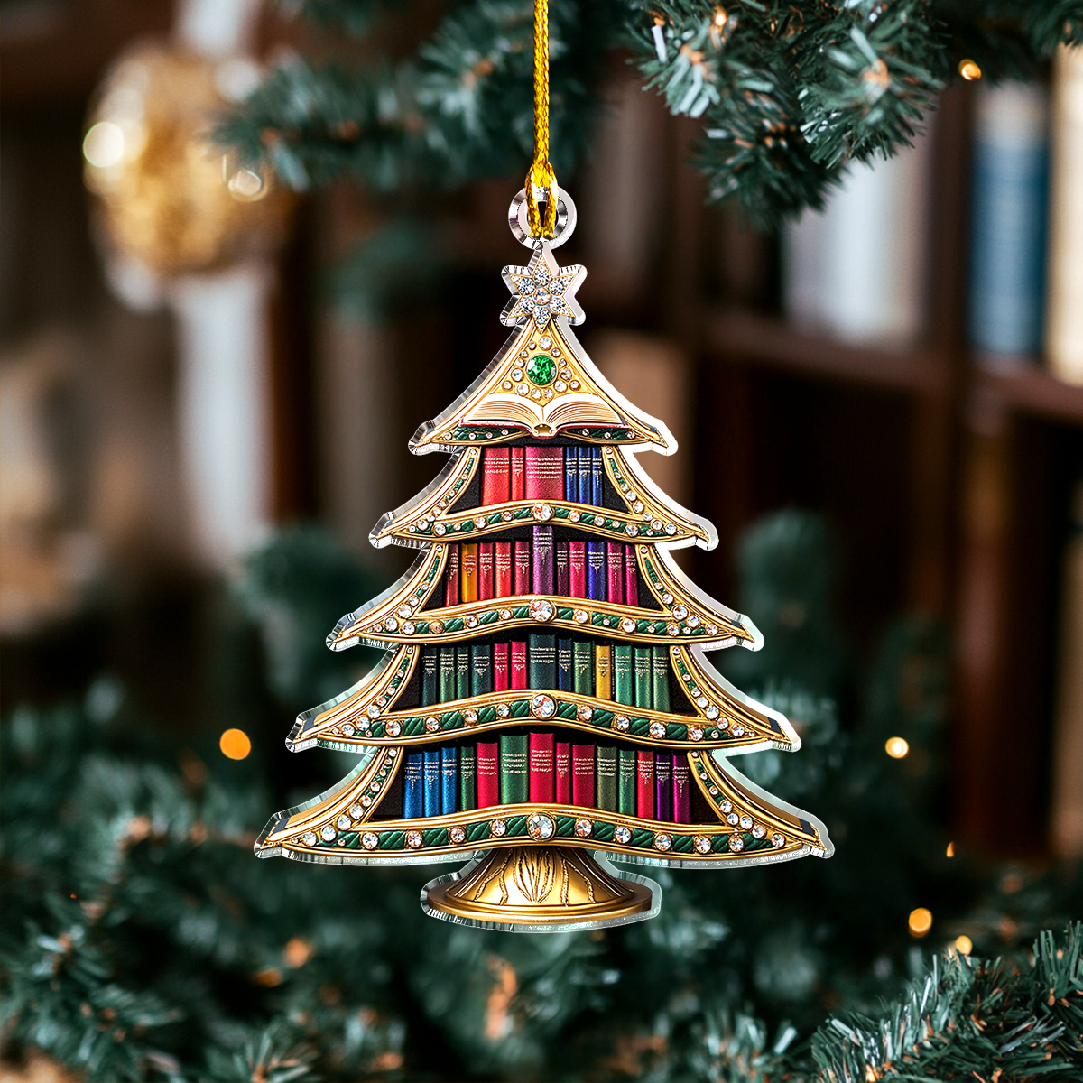 Sparkling Christmas Tree Bookshelf Ornament