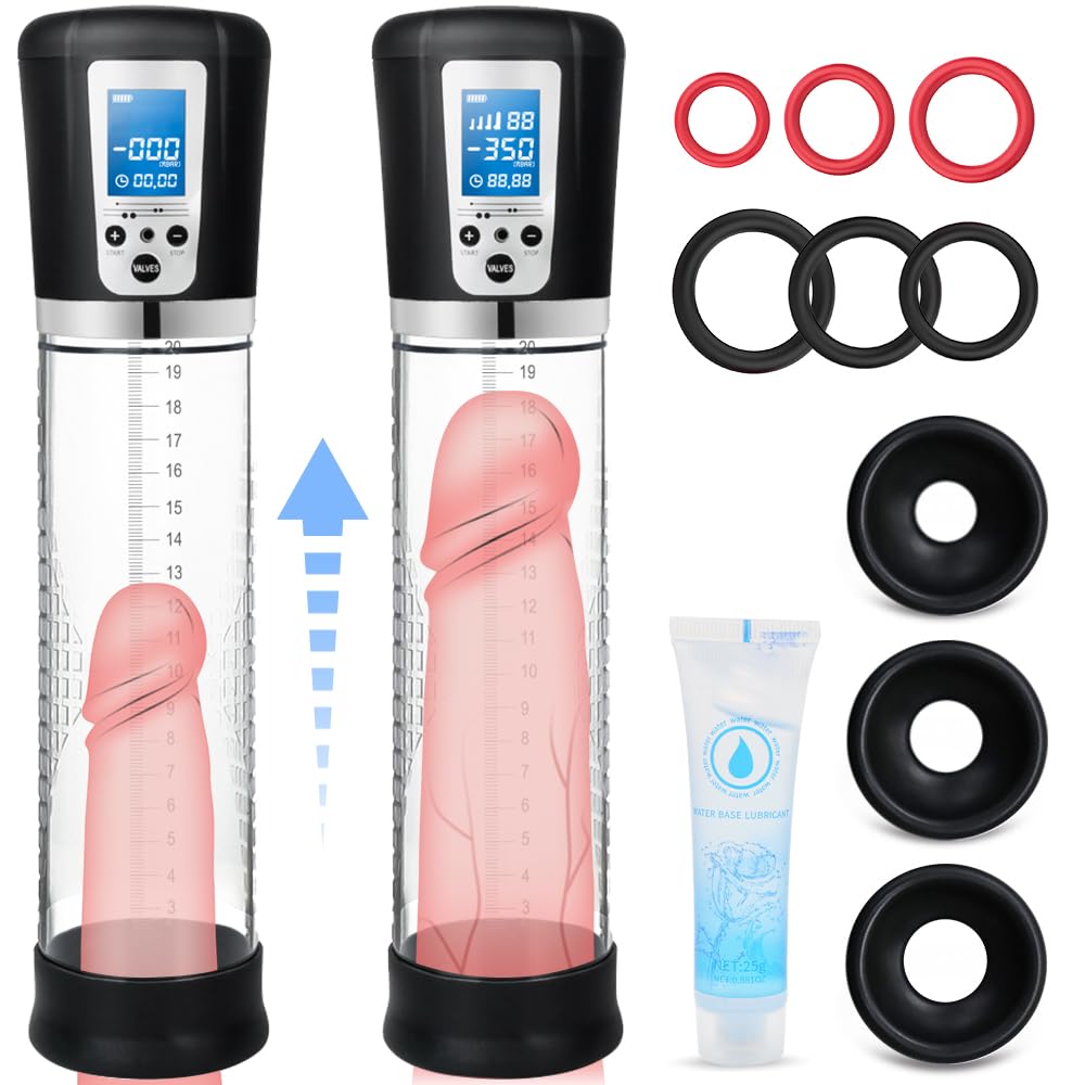 Electric Penis Enlarge Vacuum Pump with 4 Suction Intensities, Rechargeable Automatic High-Vacuum Penis Enlargement Extend Pump, Air Pressure Device Black