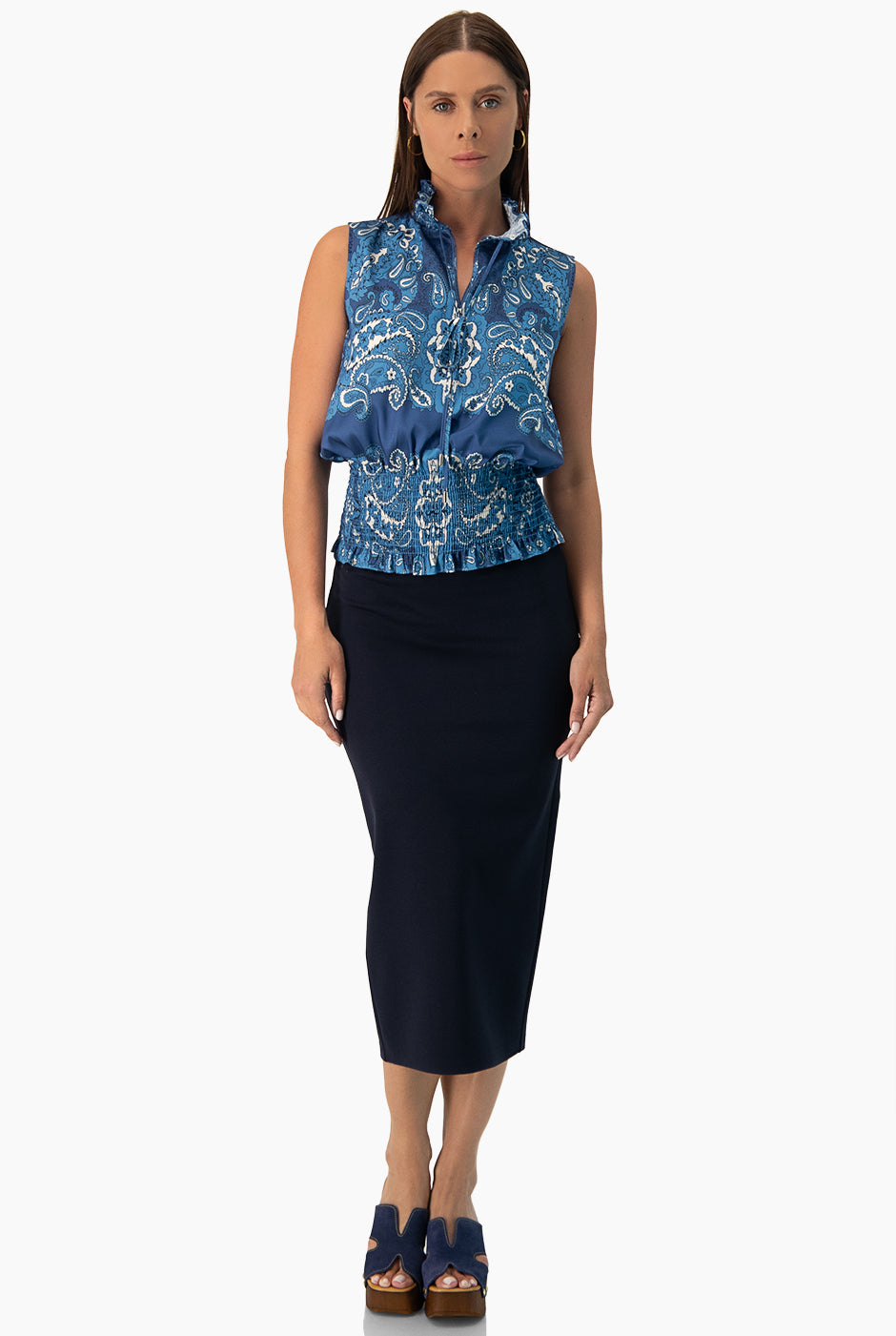 Blusa sin mangas con smock