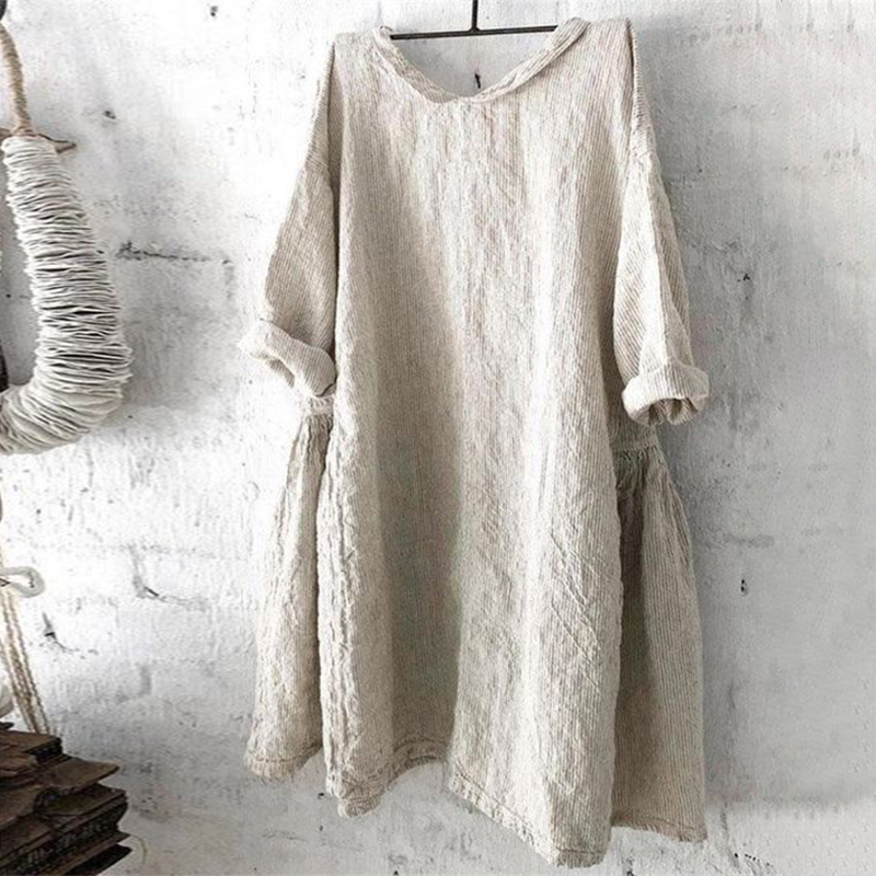 Vintage Round Neck Short Sleeve Mini Dress