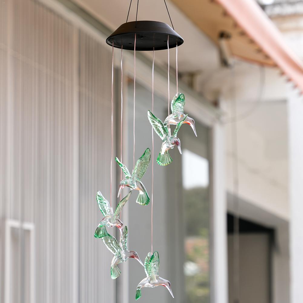 Solar-Powered Dangling Hummingbird Lights