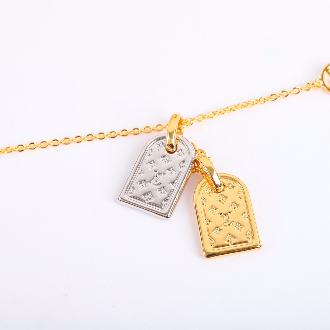 Louis Vuitton Nanogram Two-tone Logo Tag Necklace
