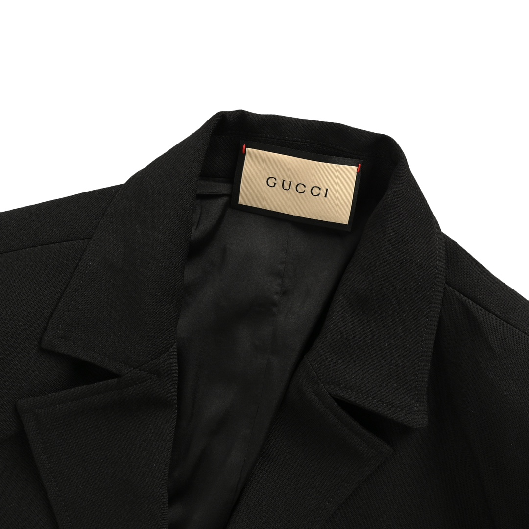 Gucci 24Fw women's solid satin wool jacket blazer