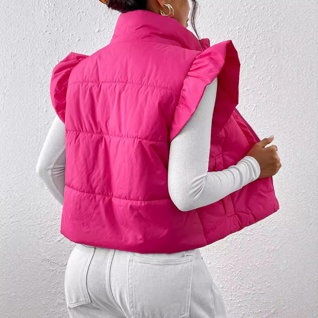 Fashion Slim Sleeveless Stand-Up Collar Thermal Cotton-Padded Waistcoat
