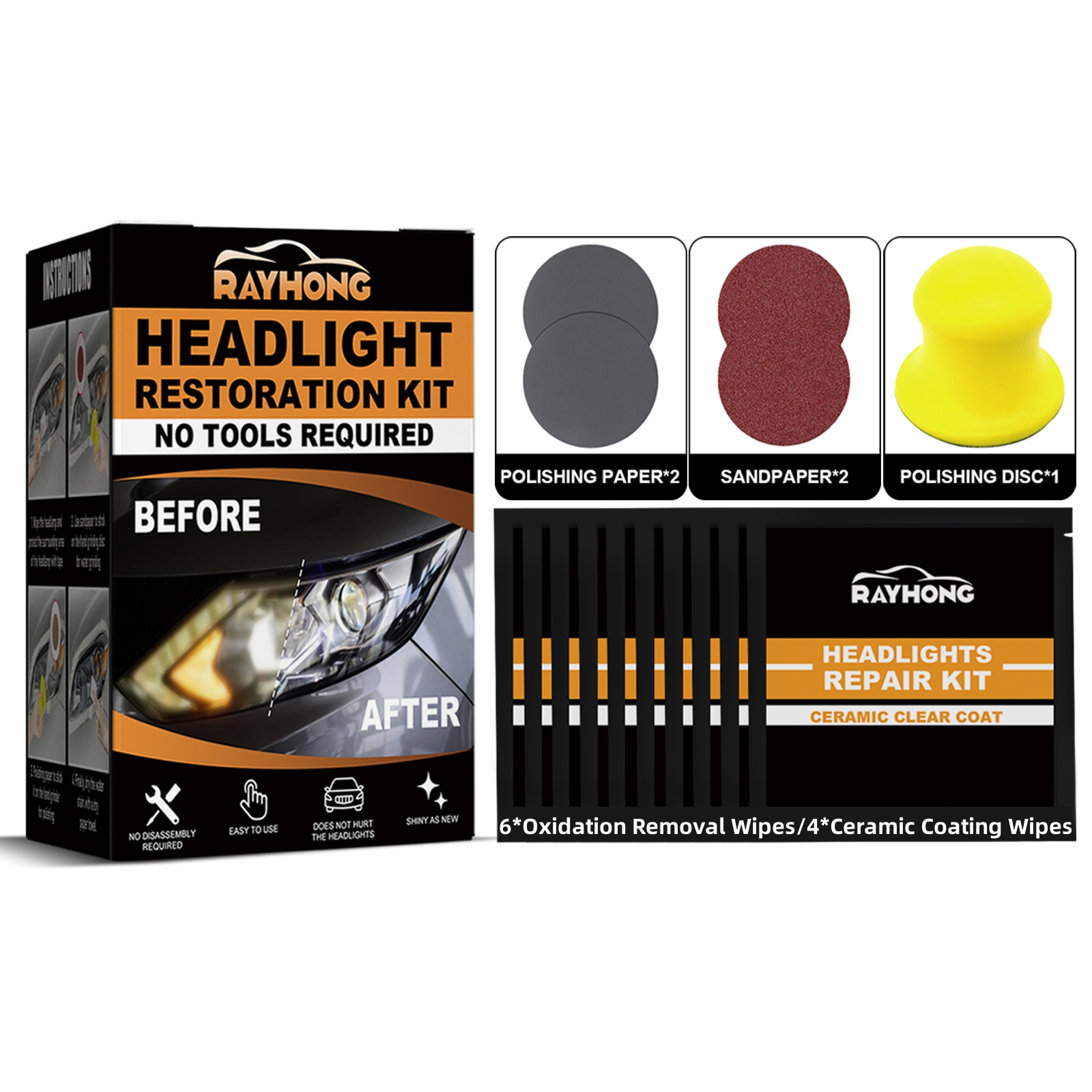 Car Headlamp Lens Cleaning Kit