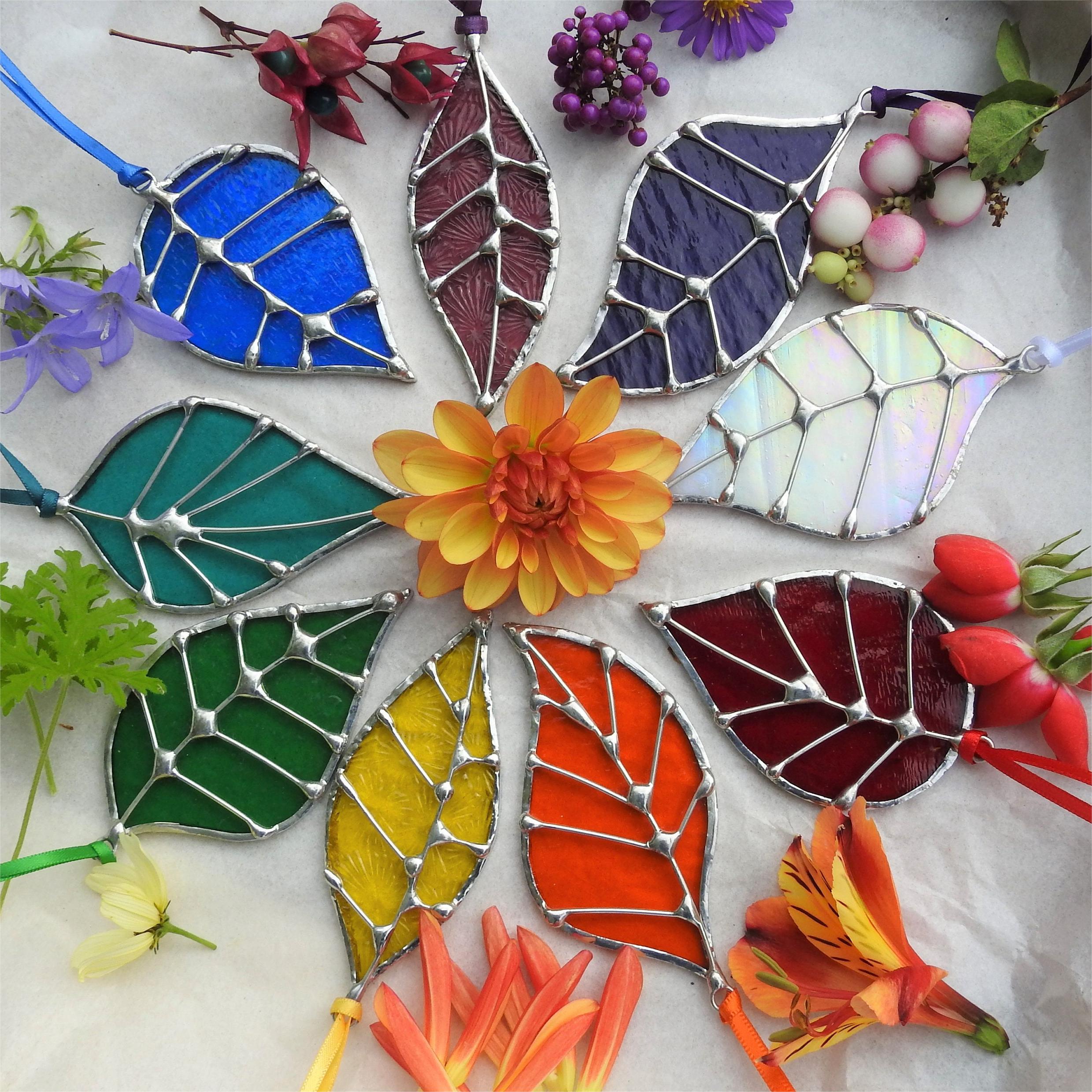 Stained Glass Leaf Sun Catchers 'Single Leaf'