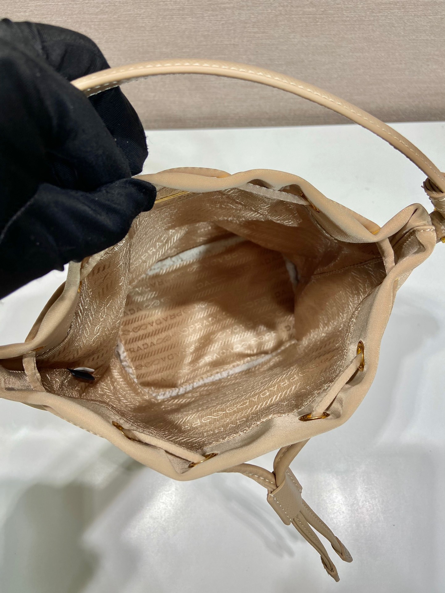 Prada Shiny Nylon Bucket Bag 1BH038