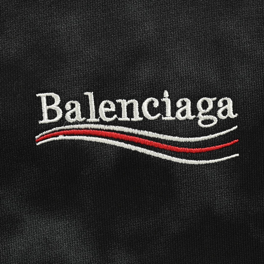 Balenciaga 24Fw cola embroidered mud-dyed distressed hooded sweatshirt
