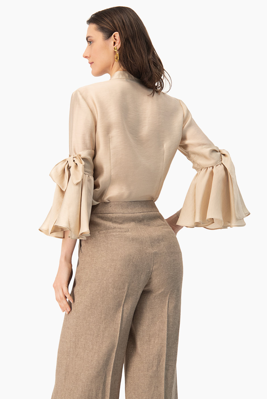 Blusa de manga larga con amarre