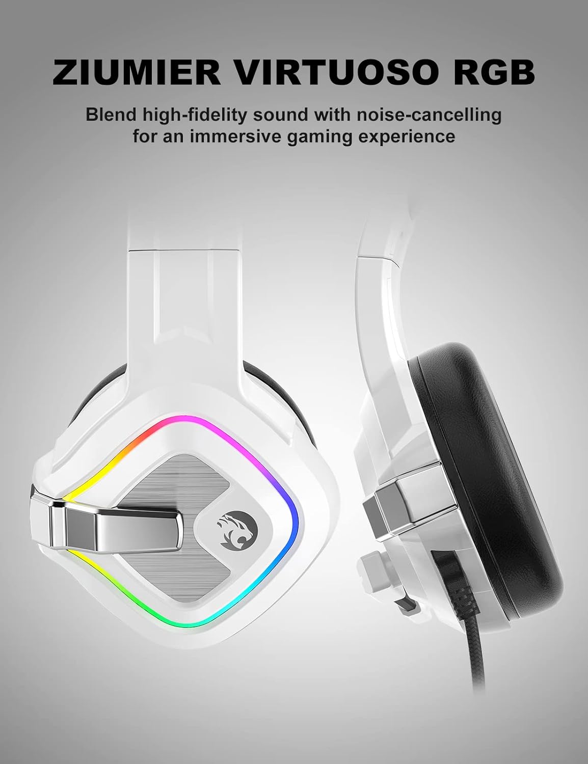 ZIUMIER Z66 Gaming Headset, Wired, Over-Ear, Noise Cancelling Mic, RGB Light, Stereo Surround Sound, Compatible with PS4, PS5, Xbox One, Laptop (Green)