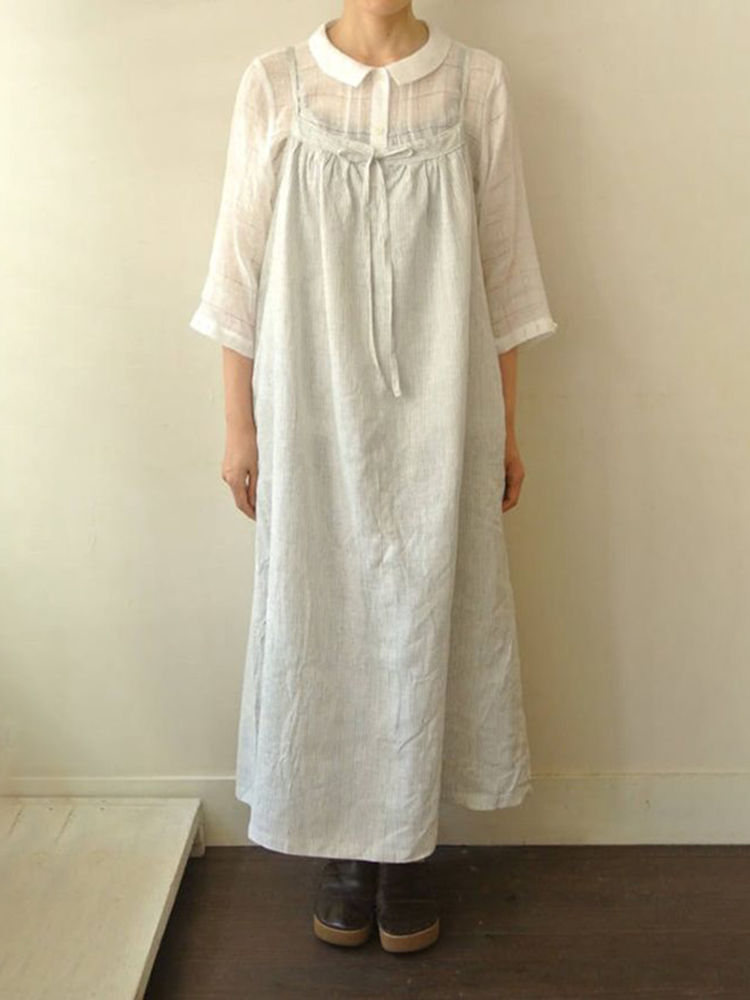 Doll Collar Artistic Look Comfy Maxi Dress
