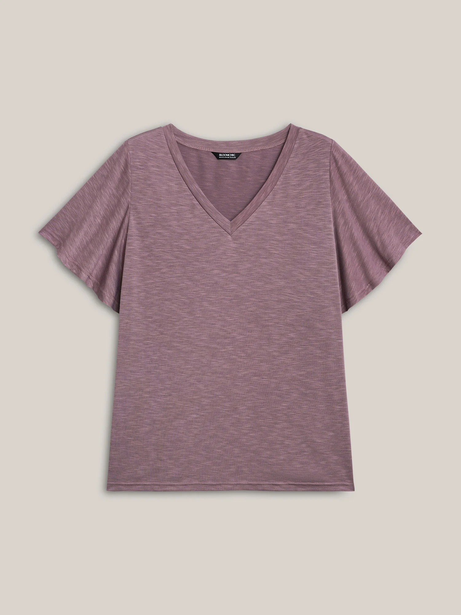 V-Neck Stretchy Flared Sleeve T-Shirt