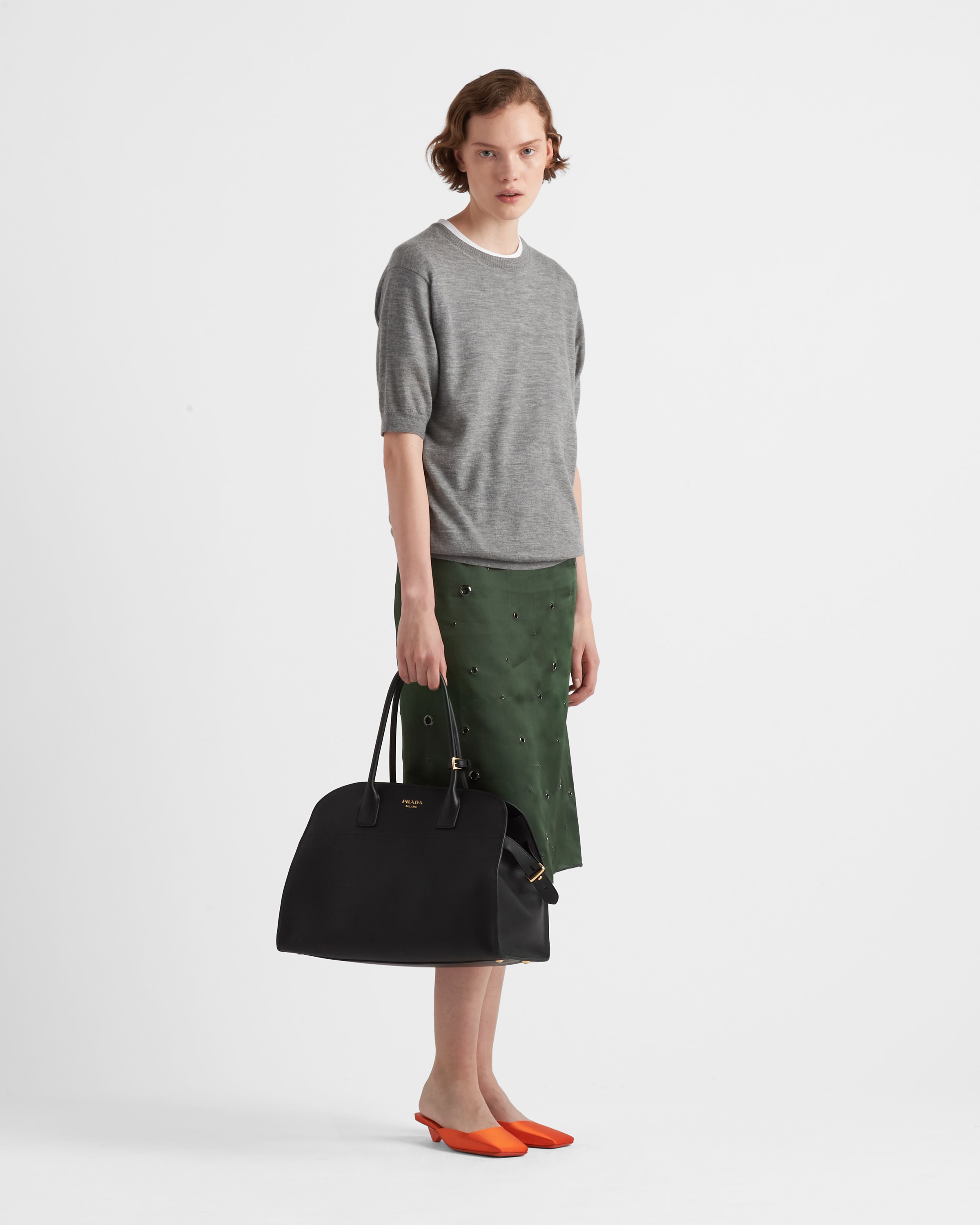 Prada Large Buckled Leather Tote