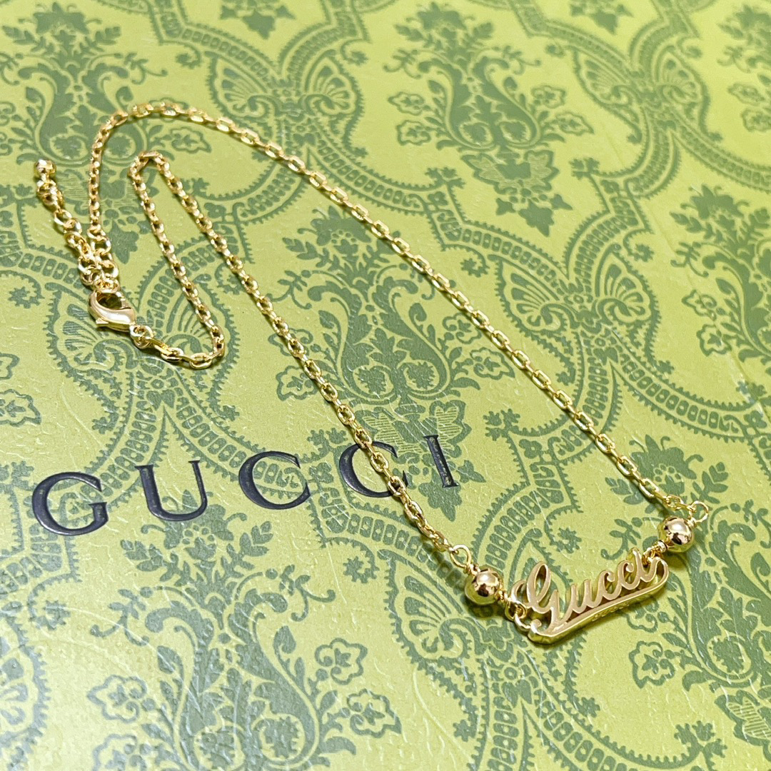 Gucci Font Gold Necklace