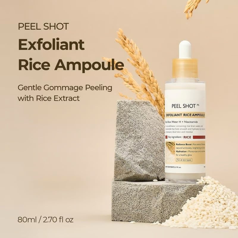 Peel Shot Glow Rice Ampoule Duo - Serums for Brightening, Exfoliating, and Moisturizing