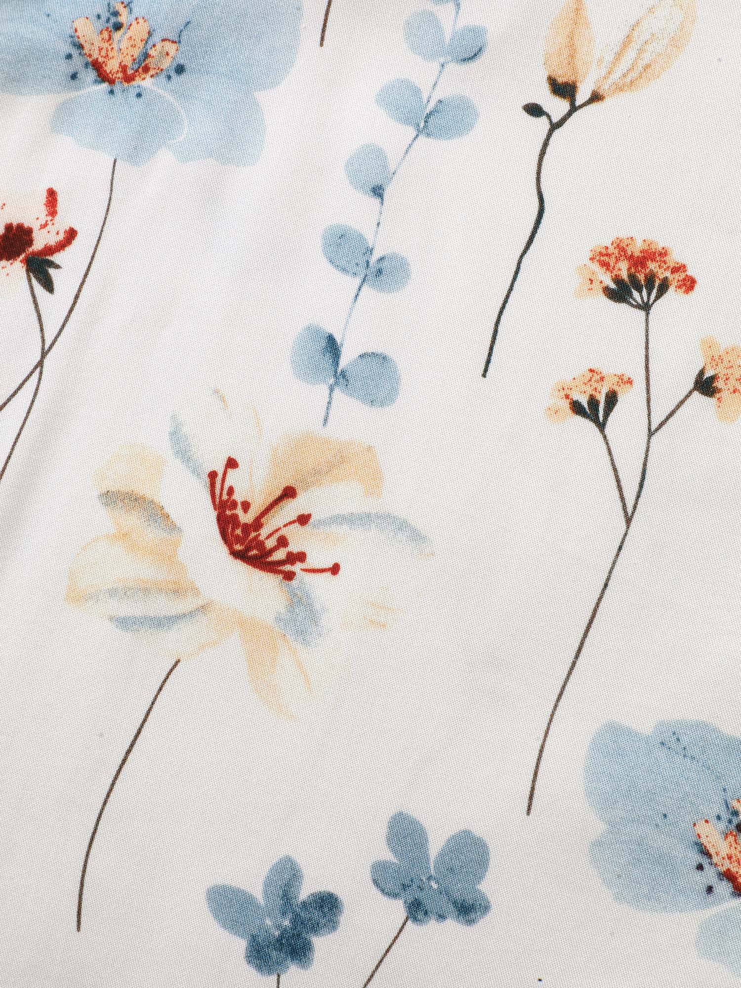 Floral Print Ruffled Placket Blouse