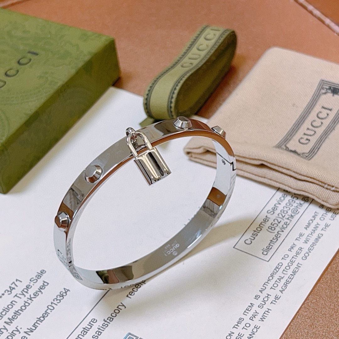 Gucci lock rivet hoop bracelet