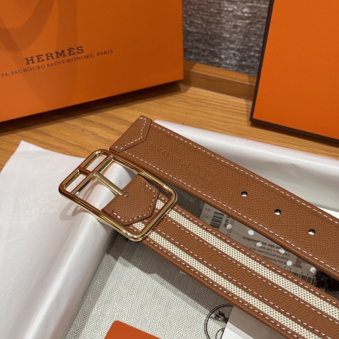 Hermès Half Cod Riviera double-faced leather belt, 3.8cm wide