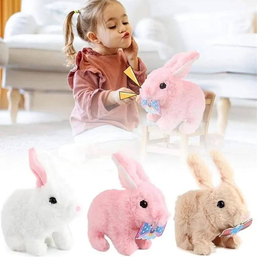 Educational Interactive Toys Bunnies Can Walk and Squeaky Easter Gift